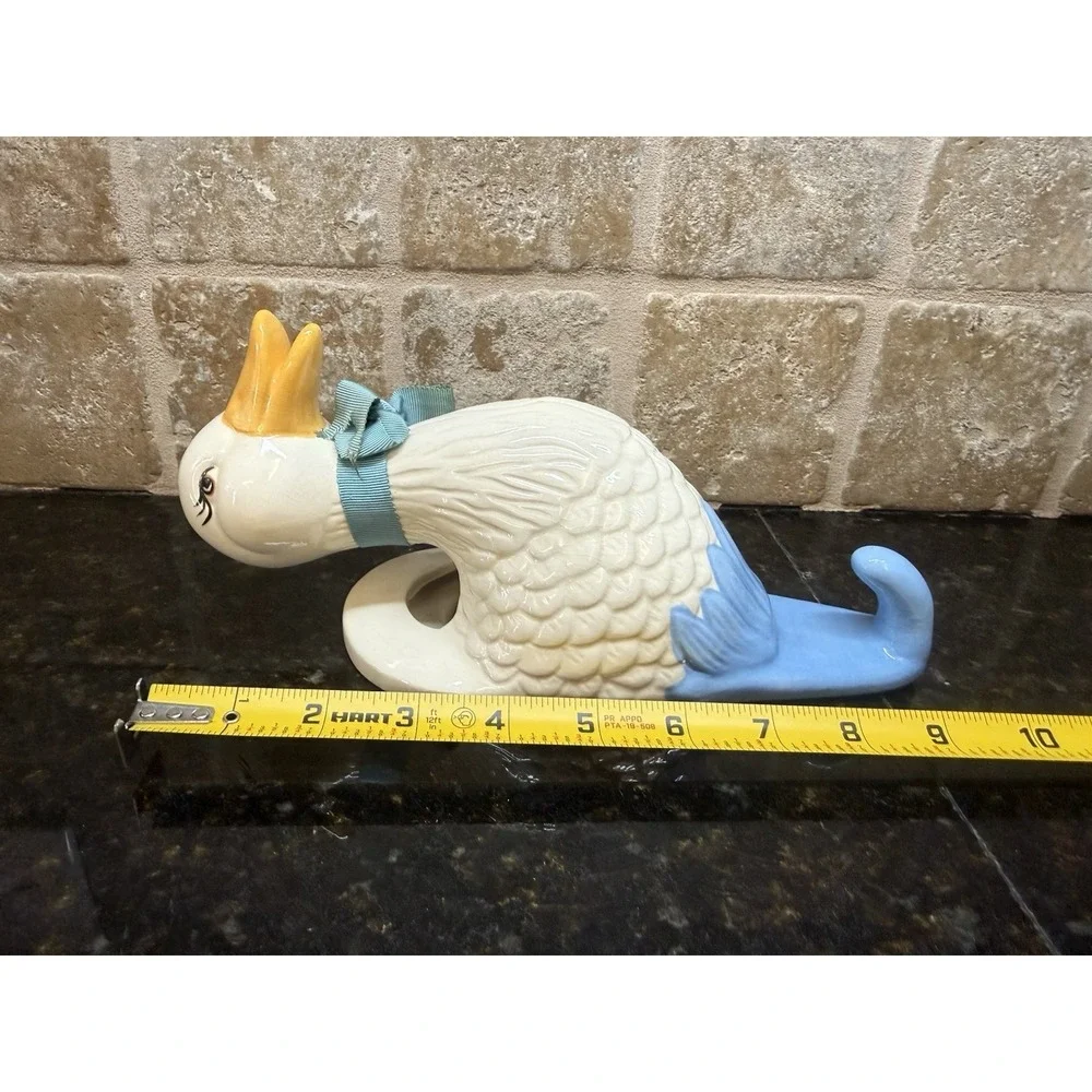 Vintage White Ceramic Duck Head‎ Yellow Beak Towel Holder Wall Mount Hanger